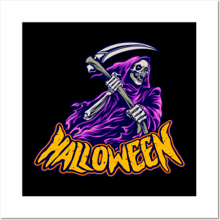 Halloween Skull Grim Reaper Posters and Art